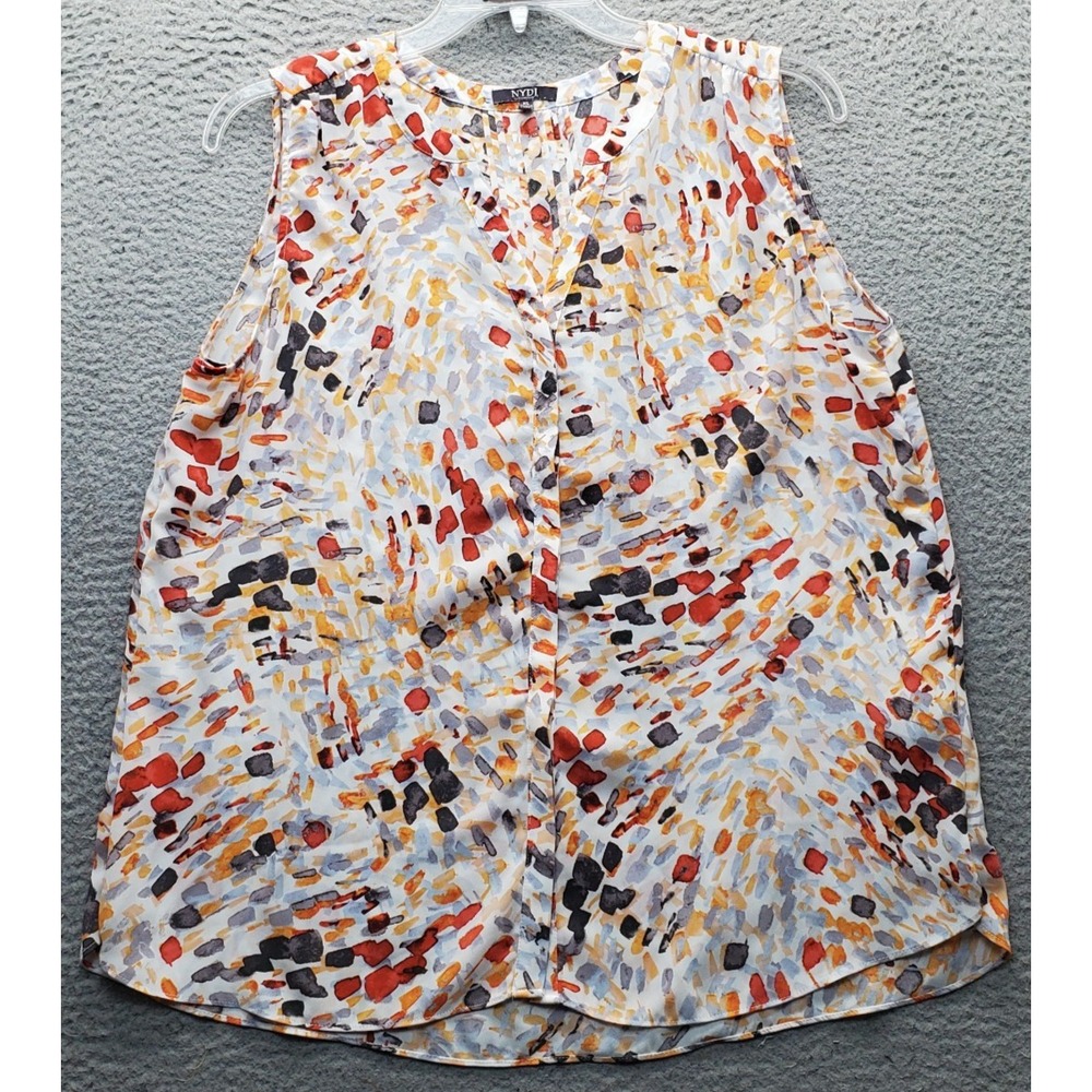 NYDJ Fit Is Everything Blouse Top Womens XL Multicolor Abstract Print Sleeveless